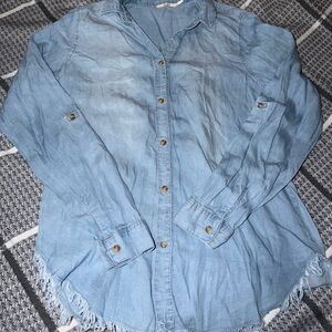 Miami Light Blue Button-Up Blouse